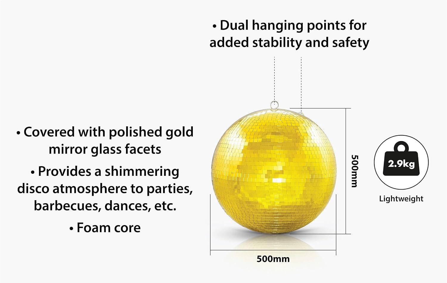 400mm Lightweight Mirror Ball Gold - G007GF