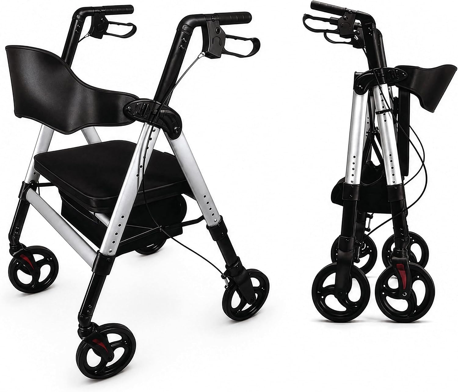 Aidapt Bariatric Folding Lightweight 4 Wheeled Rollator With Seat - VP187D