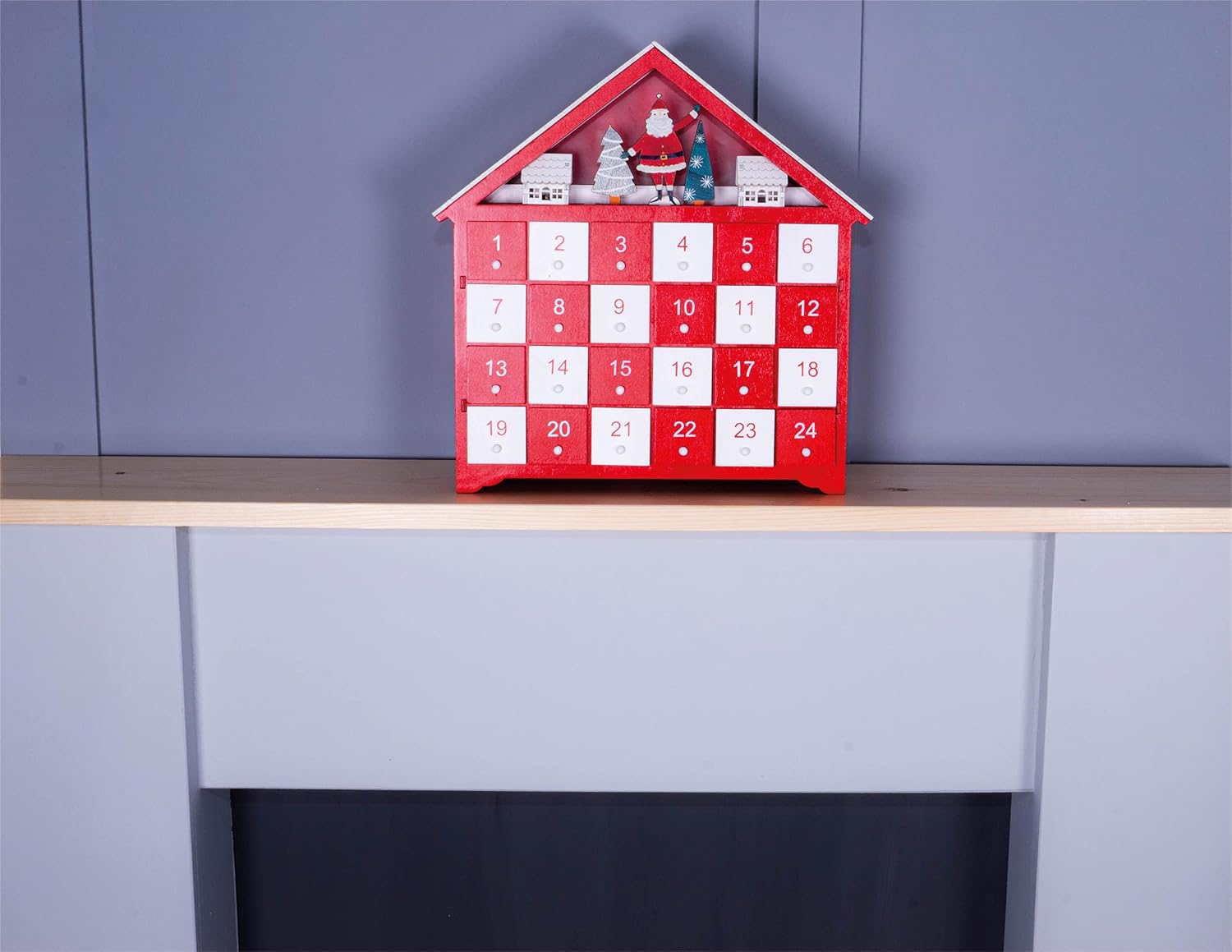 Wooden Advent Calendar with 24 Drawers and Lights - GH951