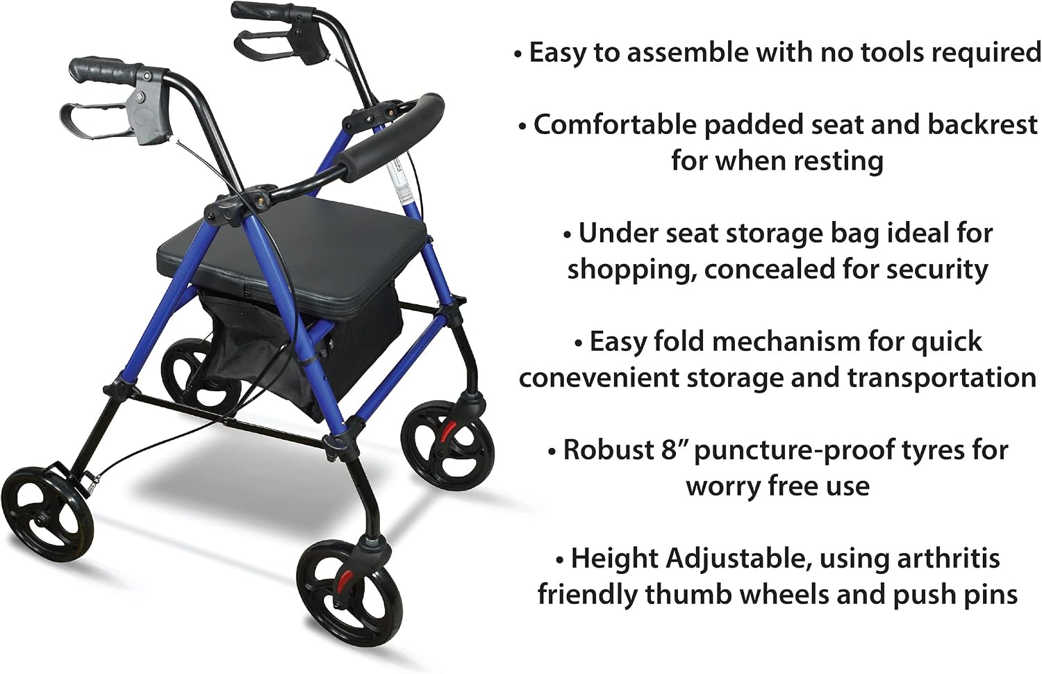 Lightweight Four Wheeled Rollator - 8
