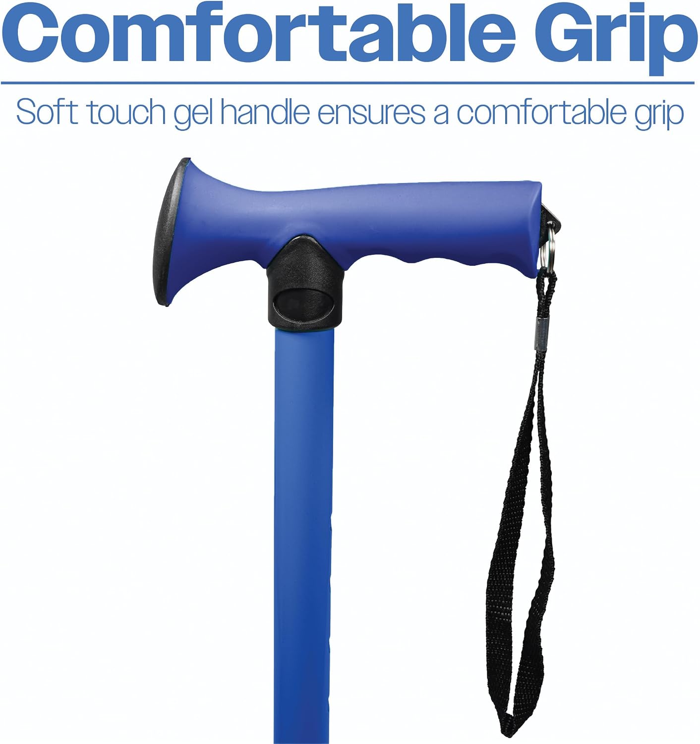 Folding Adjustable Walking Stick With Ergonomic Handle Blue - VP155EG