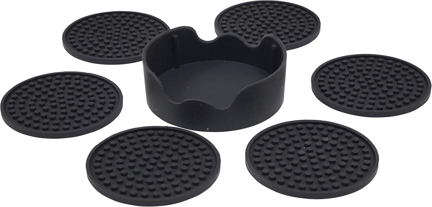 Aidapt Black Non-Slip Heatproof Coasters 12 x 12cm Set of 4 - VM990BLK