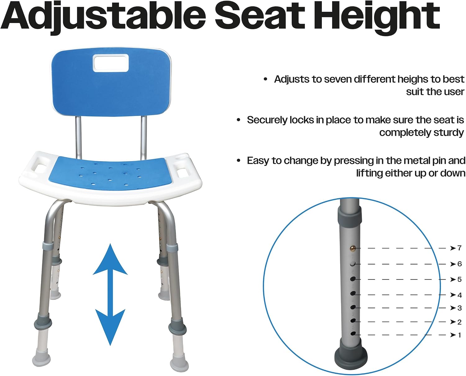 Shower Stool With Back and Padding - VB540W