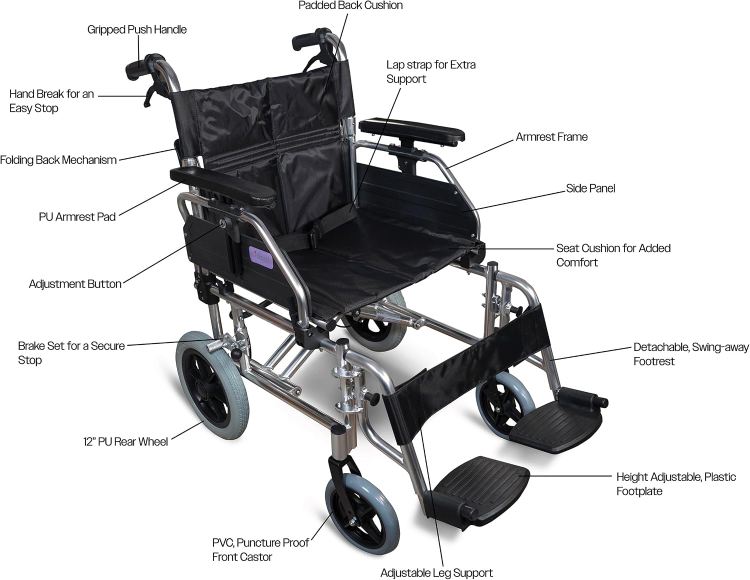 The York Attendant Propelled Transit Chair - VA173