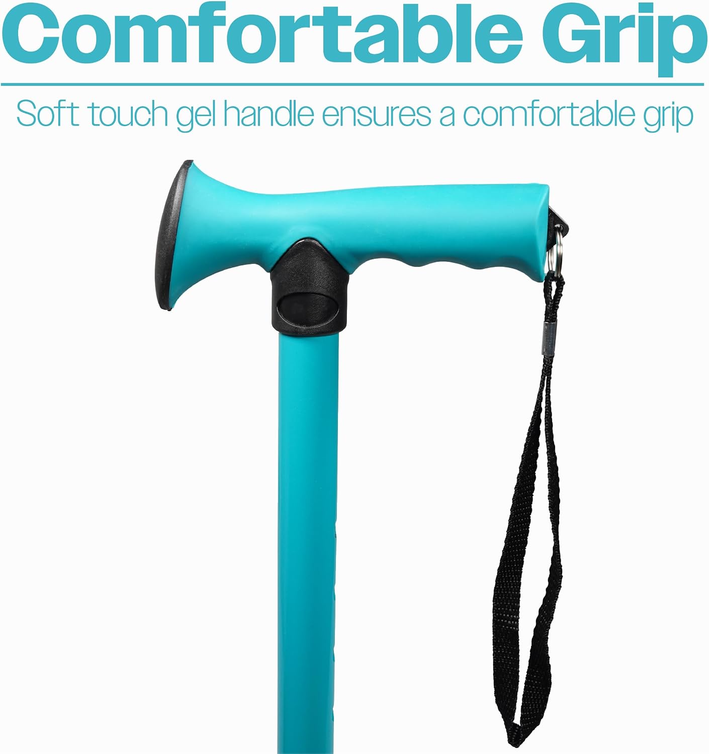 Folding Adjustable Walking Stick With Ergonomic Handle Teal - VP155EF