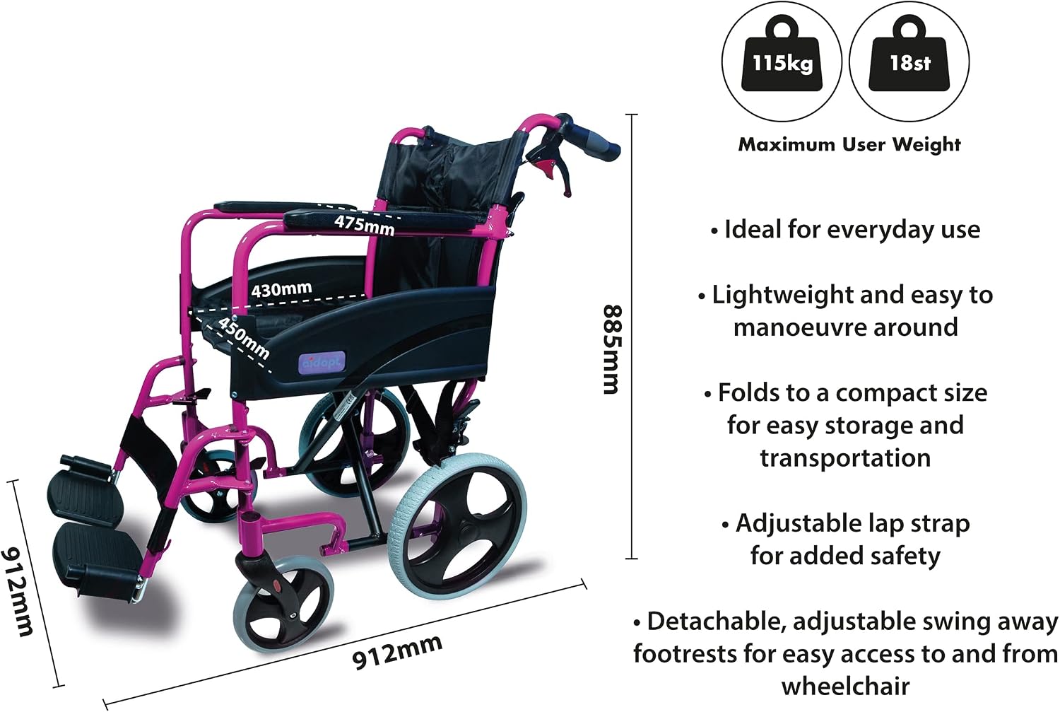 Compact Transport Aluminium Wheelchair - VA170