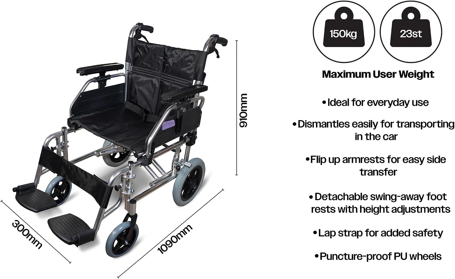 The York Attendant Propelled Transit Chair - VA173