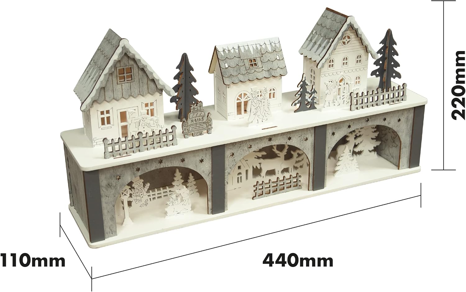 St Helens Home & Garden Battery Powered Wooden Light Up Festive Scene - GH961