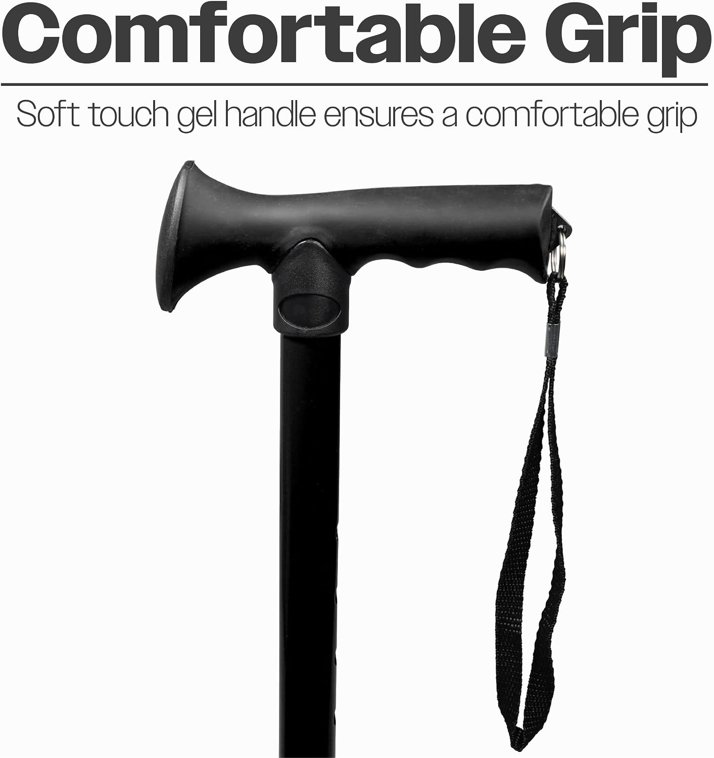 Folding Adjustable Walking Stick With Ergonomic Handle - VP155EA