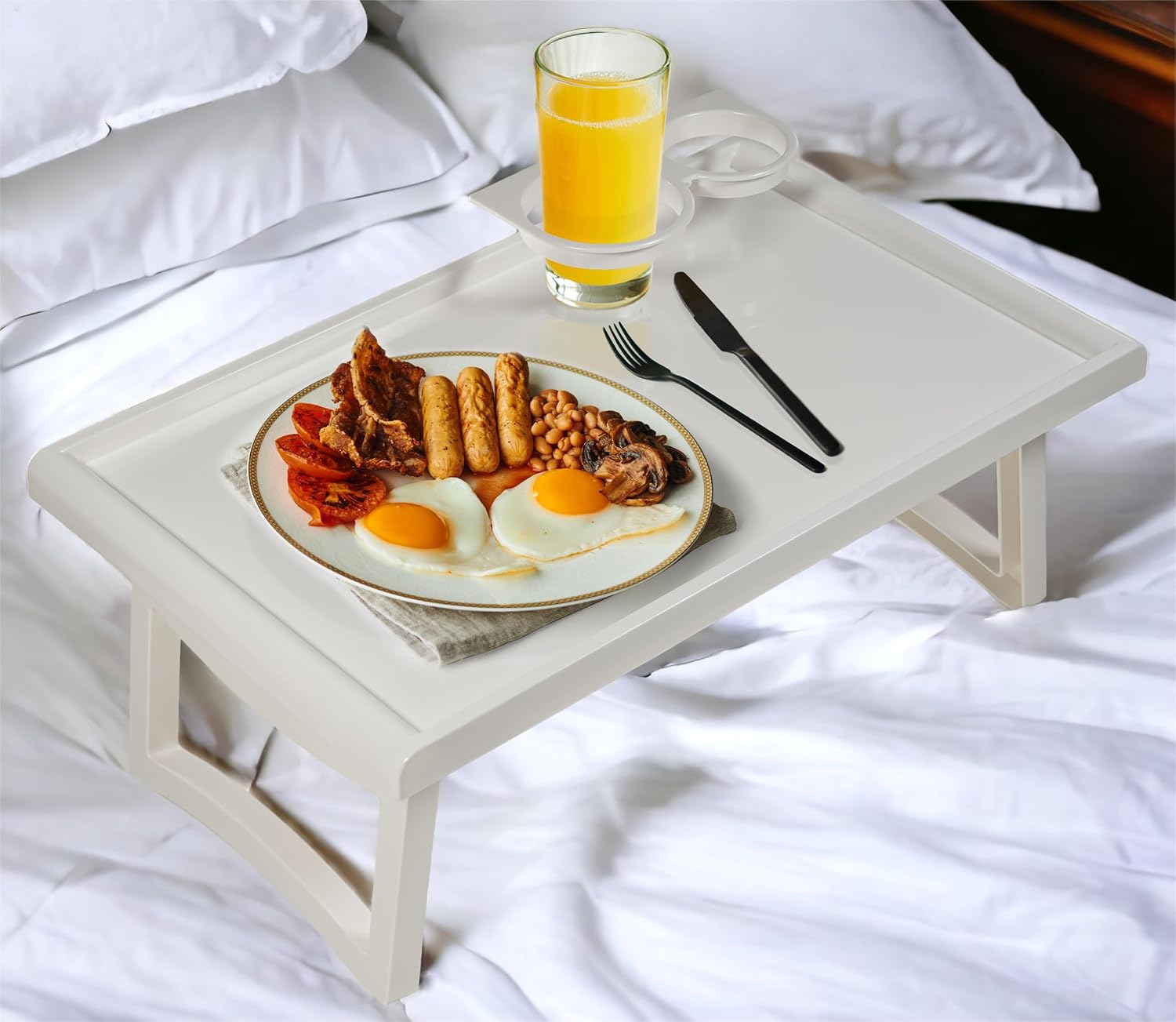 Folding Bed Tray Table with Accessory Holders - VM938G