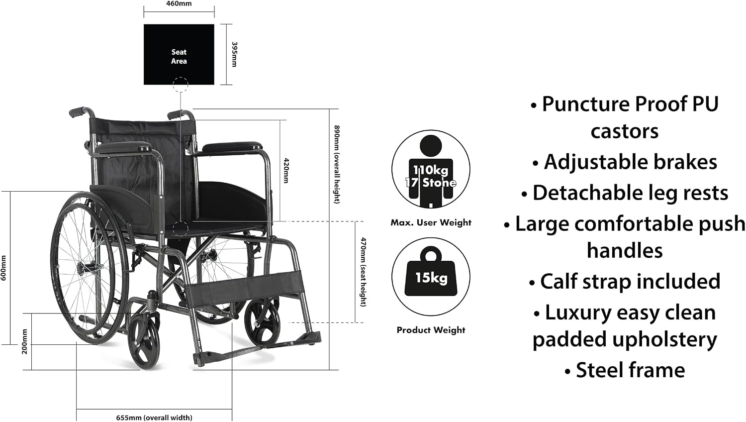 Deluxe Self-Propelled Transit Chair - VA163HAM