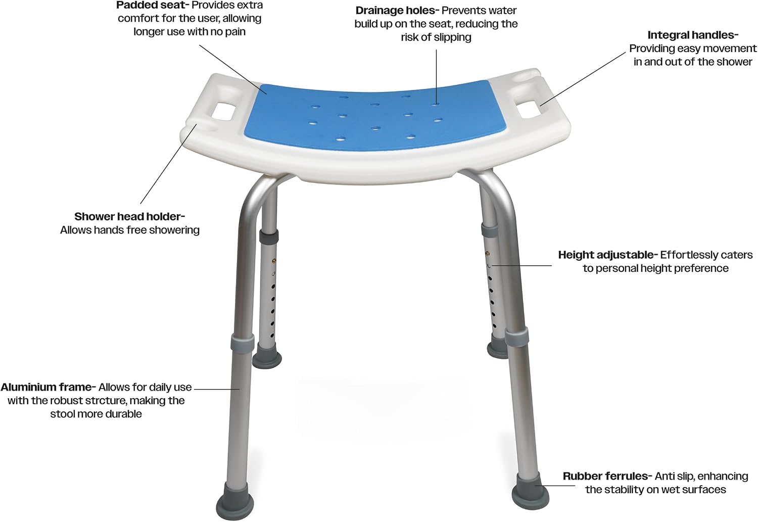 Shower Stool with Seat Padding - VB540BP