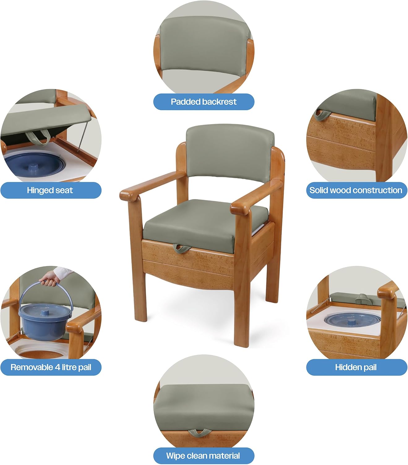 Luxury Wooden Commode Grey - VR253A