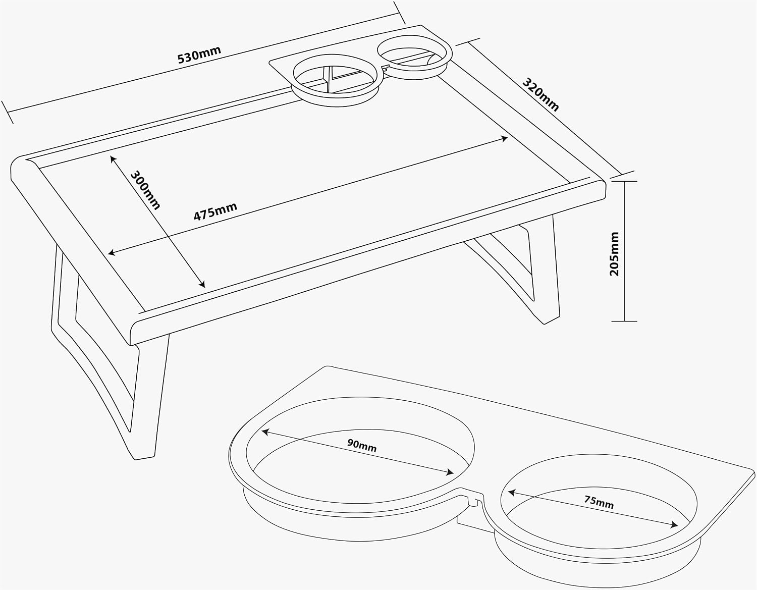 Folding Bed Tray Table with Accessory Holders - VM938G