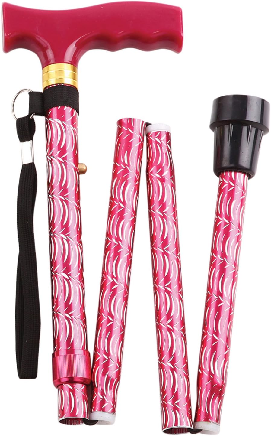 Aidapt Patterned Fold Down Adjustable Walking Stick With Wood Handle - VP155KB