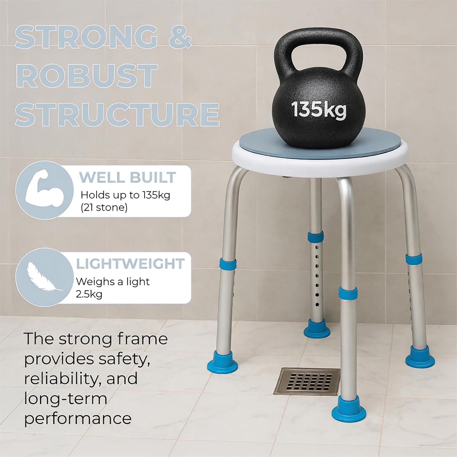 Bath Stool with Rotating Seat - VB511R