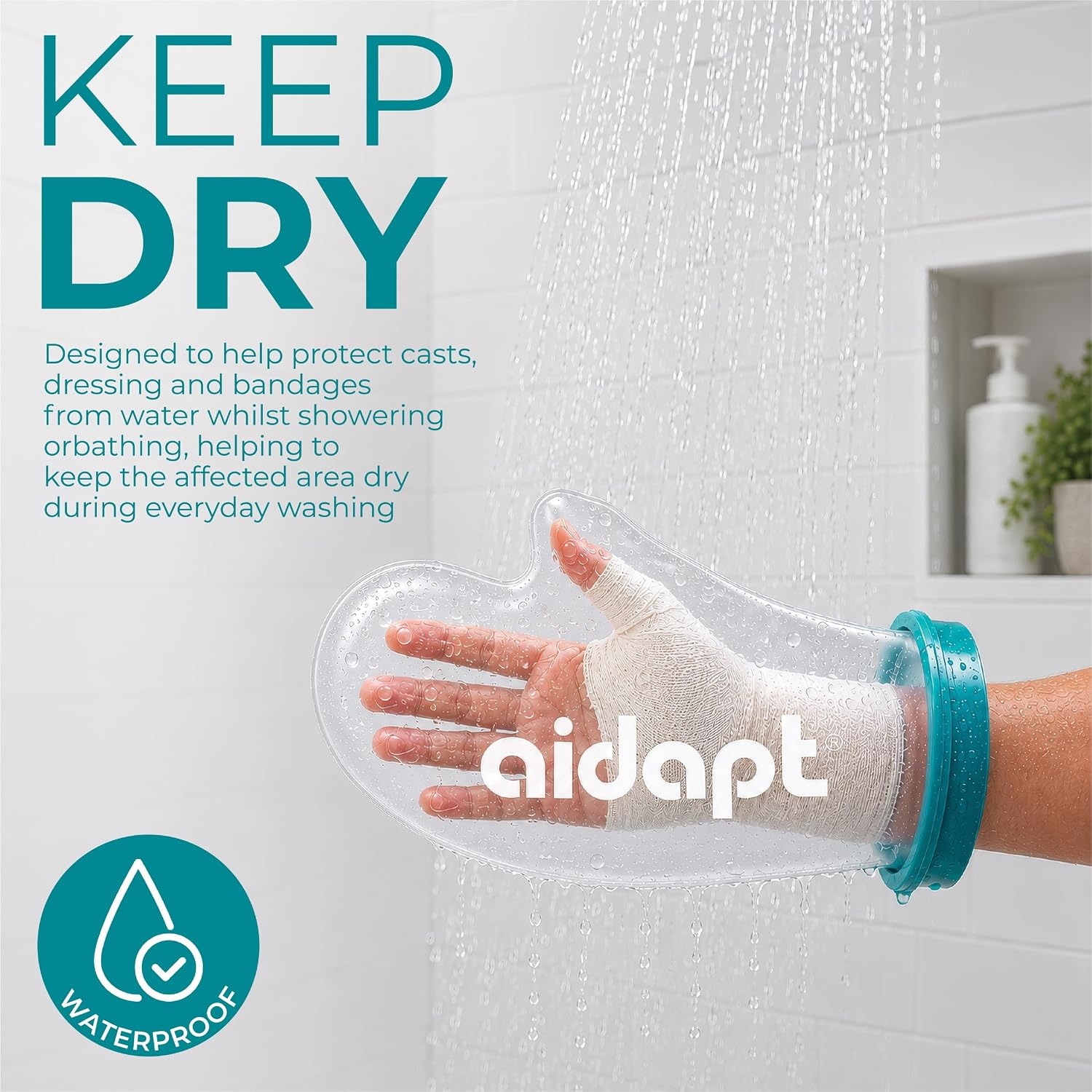 Aidapt Adult Waterproof Hand Protector for Casts & Dressings - VM200