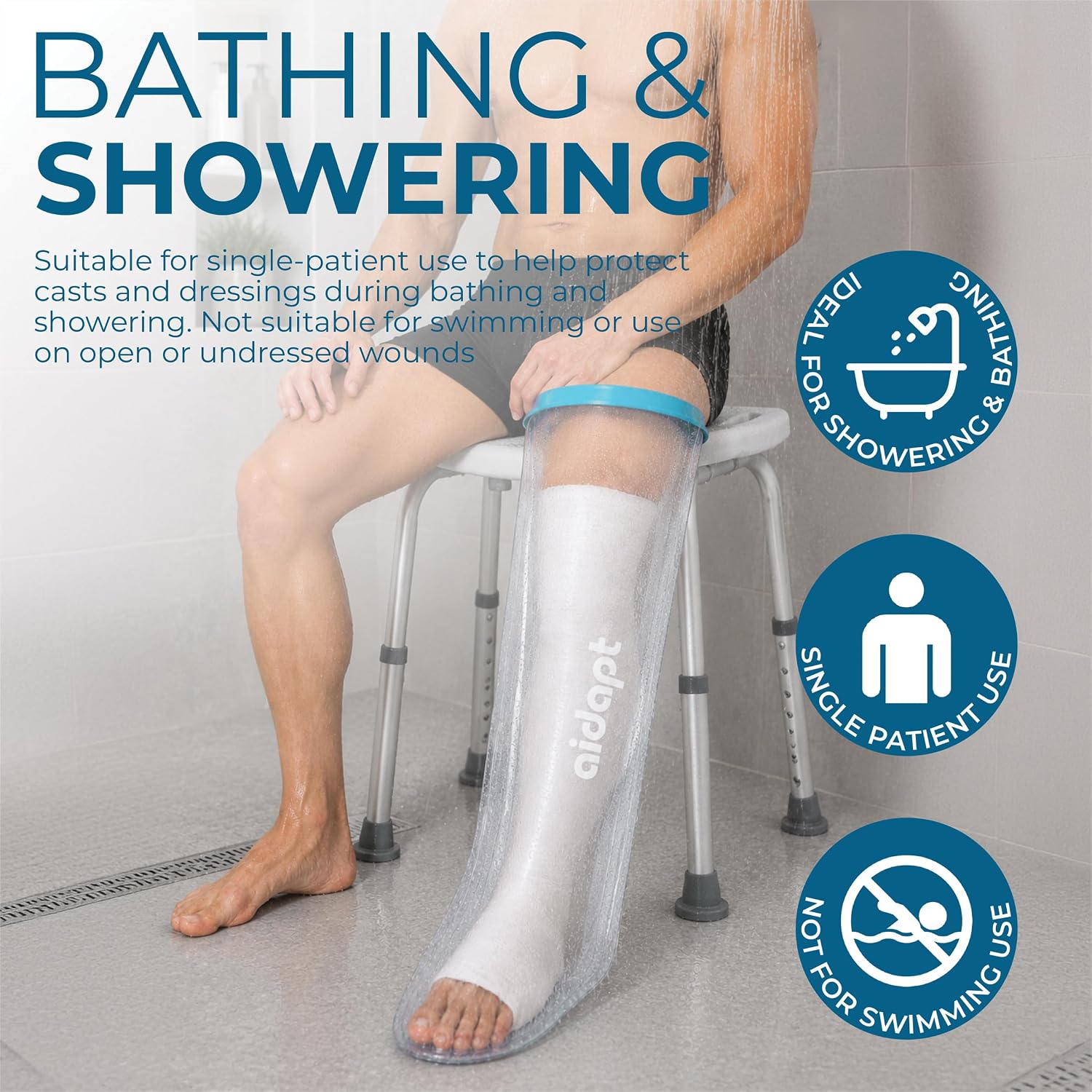 Waterproof Cast and Bandage Protector for use whilst Showering/Bathing