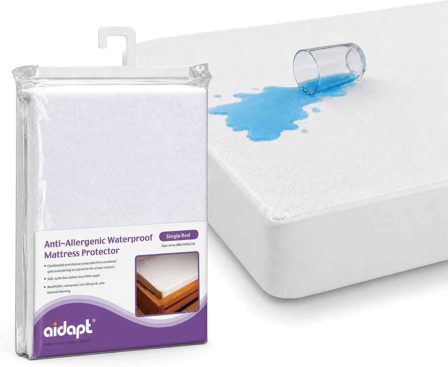 Aidapt Washable Rustle Free Single Bed Mattress Protector - VM850