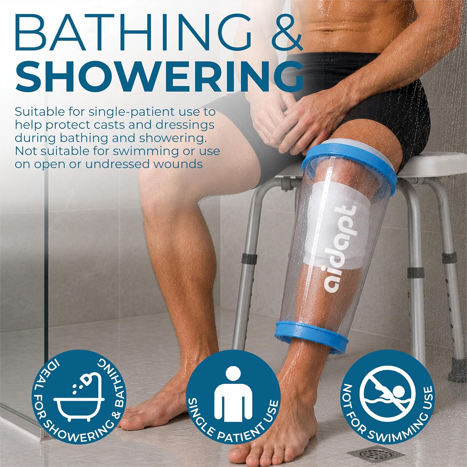 Waterproof Cast and Bandage Protector for use whilst Showering/Bathing