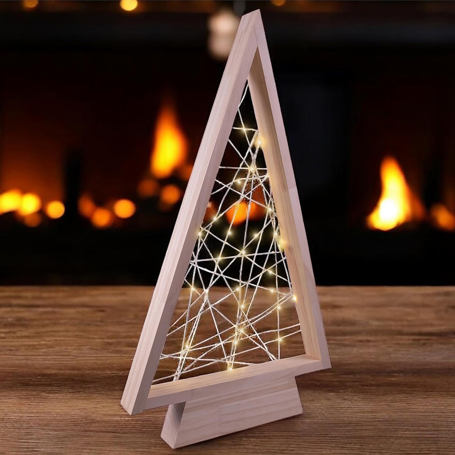 Wooden Self Assembly Christmas Tree with 60 LED Lights - GH9039