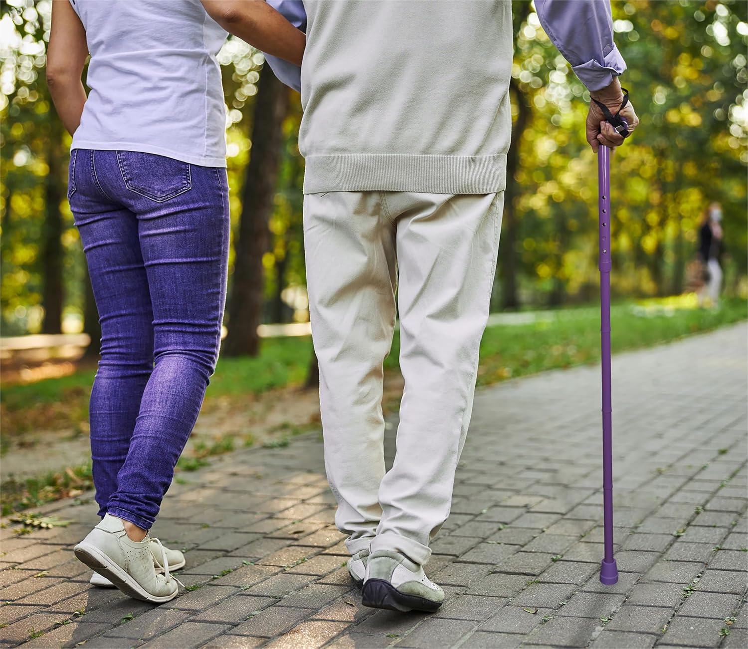 Folding Adjustable Walking Stick With Ergonomic Handle Lilac - VP155EB