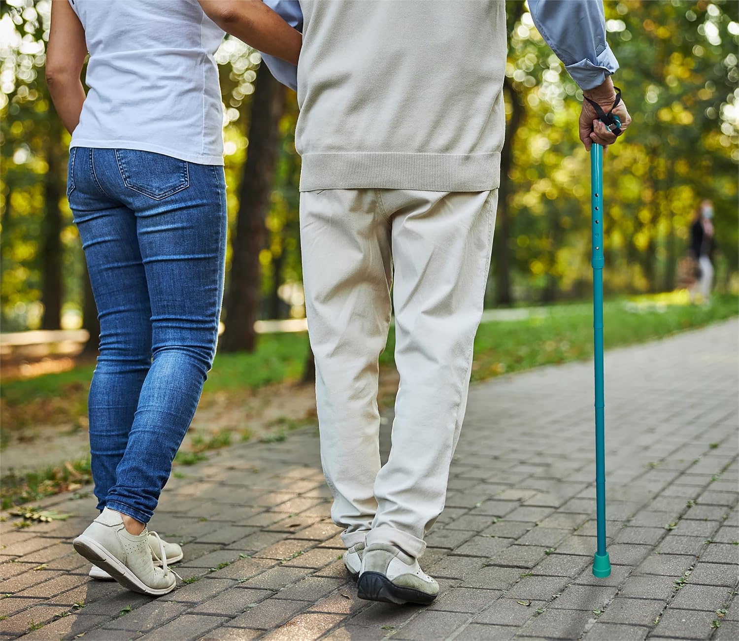 Folding Adjustable Walking Stick With Ergonomic Handle Teal - VP155EF