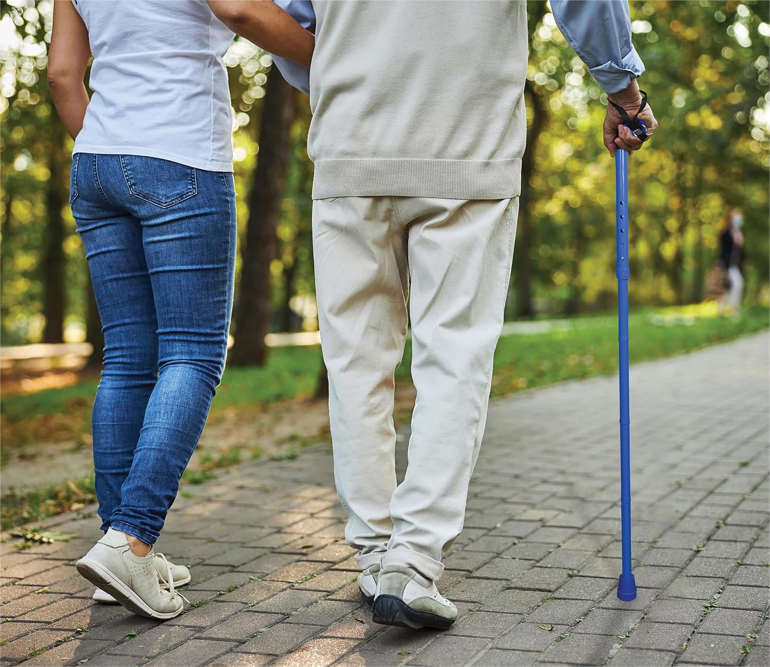 Folding Adjustable Walking Stick With Ergonomic Handle Blue - VP155EG