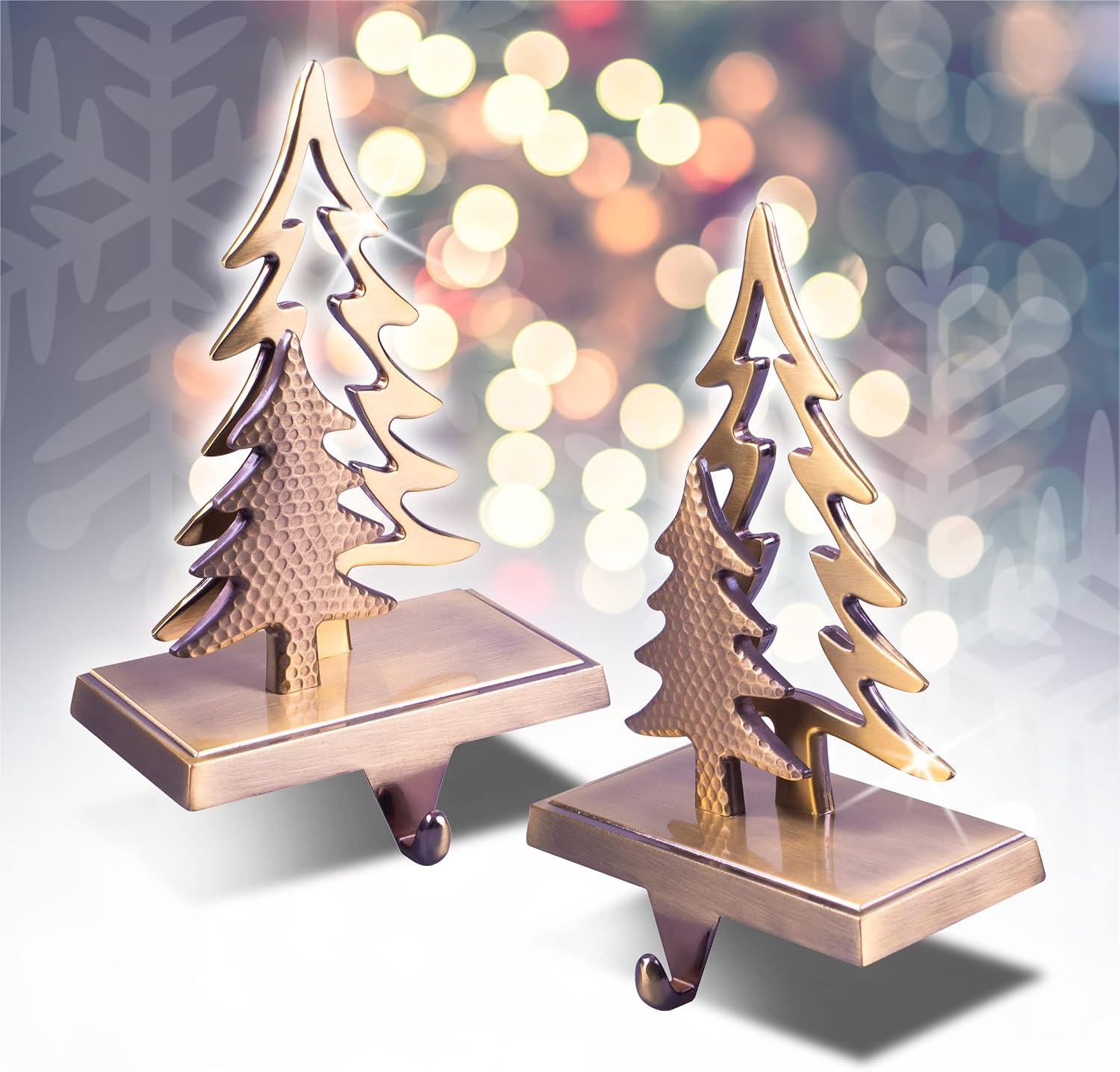 St Helens Home & Garden Gold Christmas Stocking Holders Set of 2 - GH9052