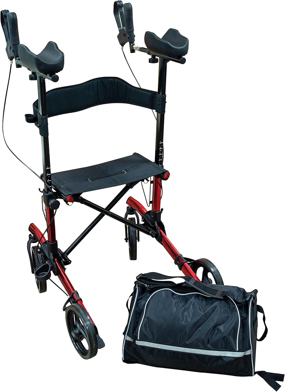 Lightweight Aluminium Rollator Red Mobility Walker for Limited Grip - VP187FR