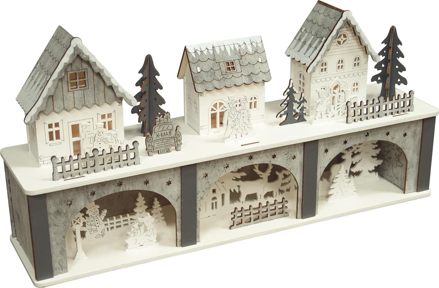 St Helens Home & Garden Battery Powered Wooden Light Up Festive Scene - GH961