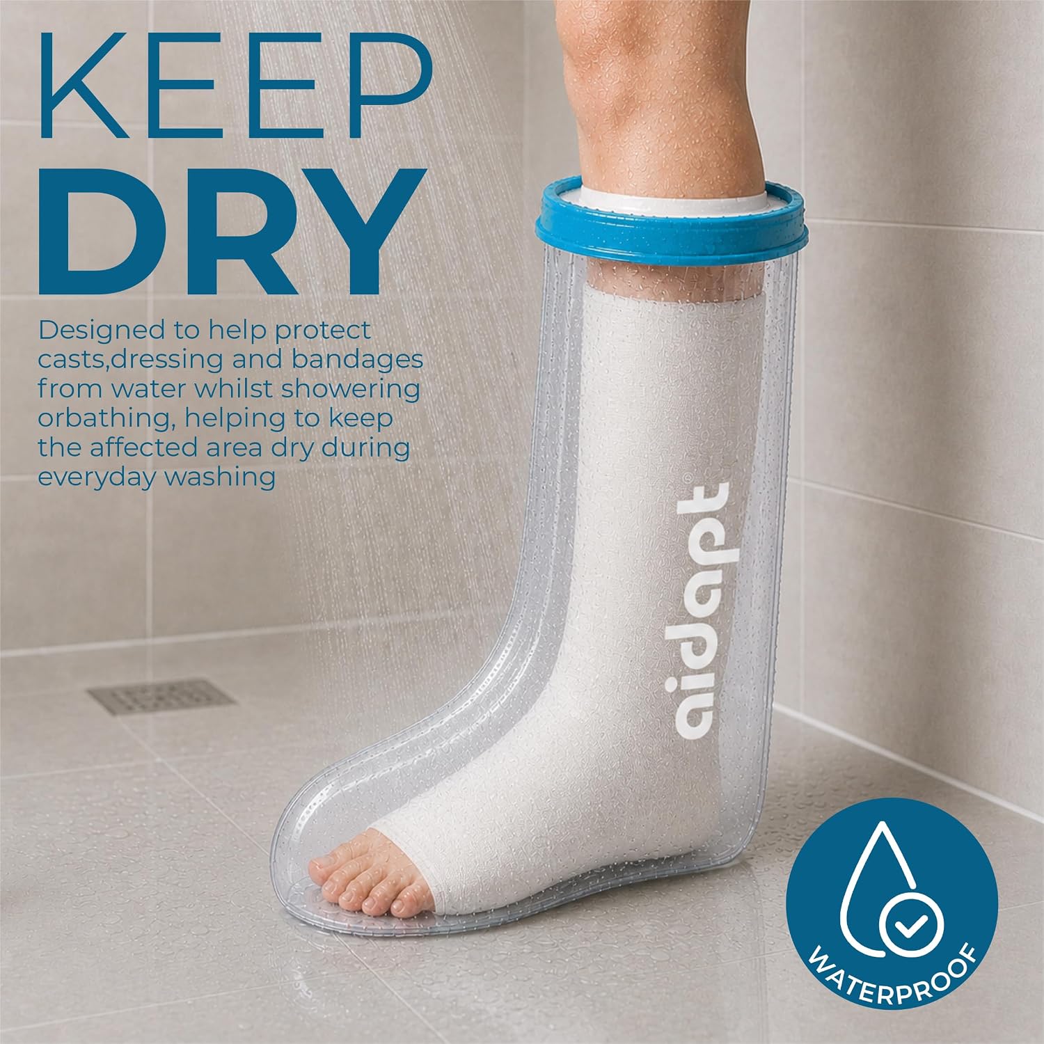 Aidapt Adult Waterproof Short Leg Protector for Casts & Dressings - VM201S