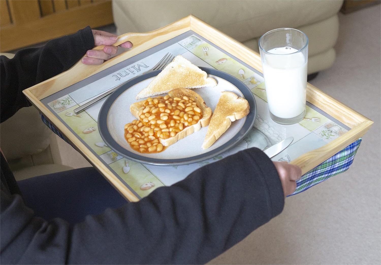 Wooden Lap Tray with Cushion
