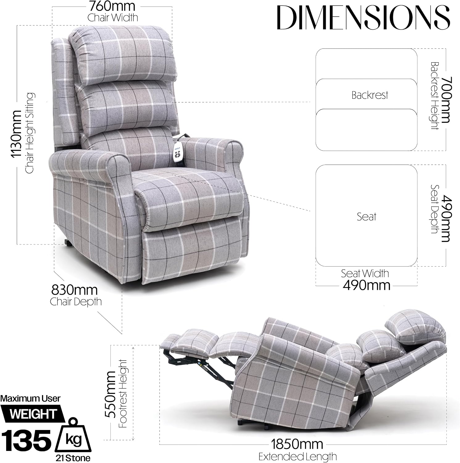 The Broadway Dual Motor Rise and Recline Chair
