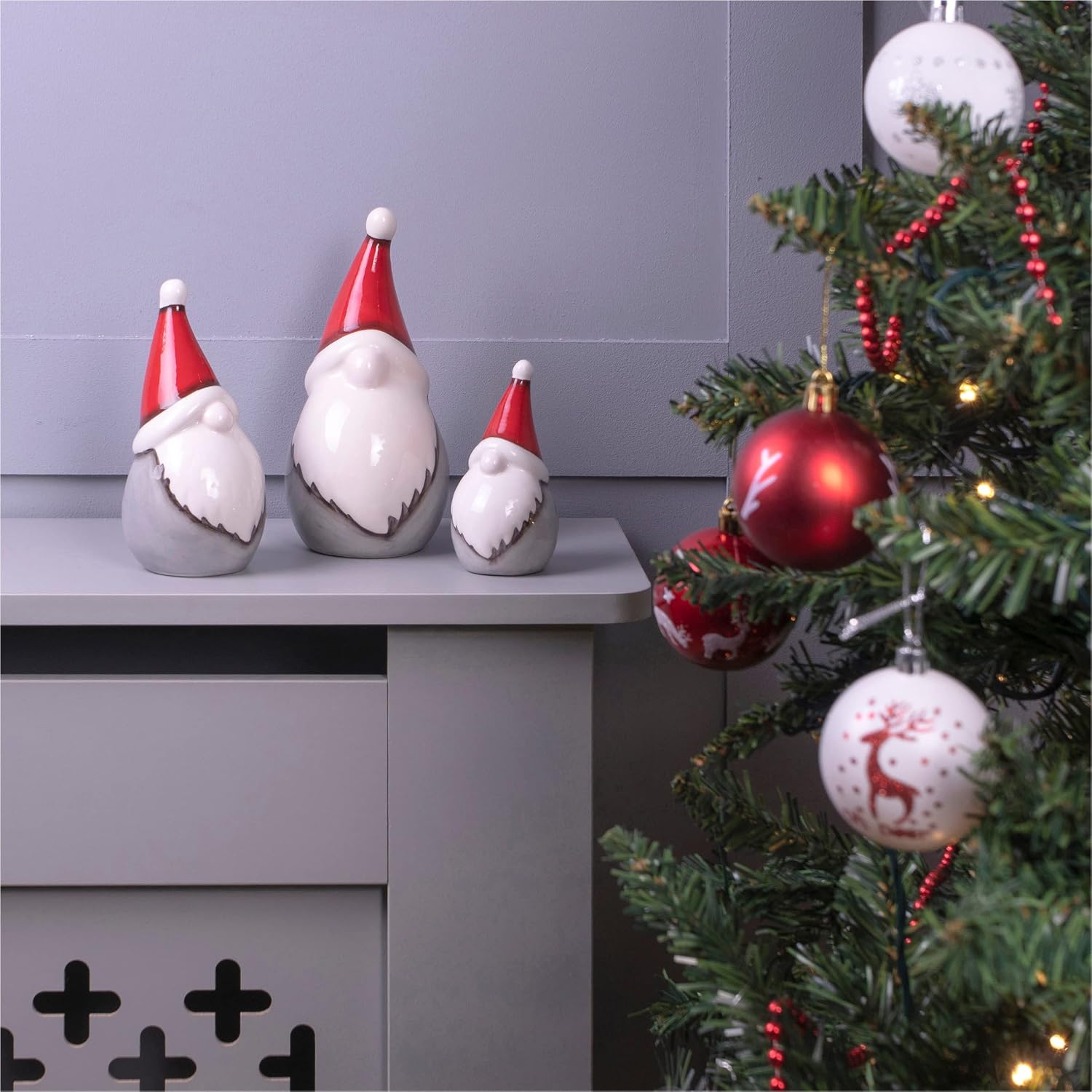 St Helens Home and Garden Ceramic Christmas Gonk Santa Family Set of 3 - GH9004