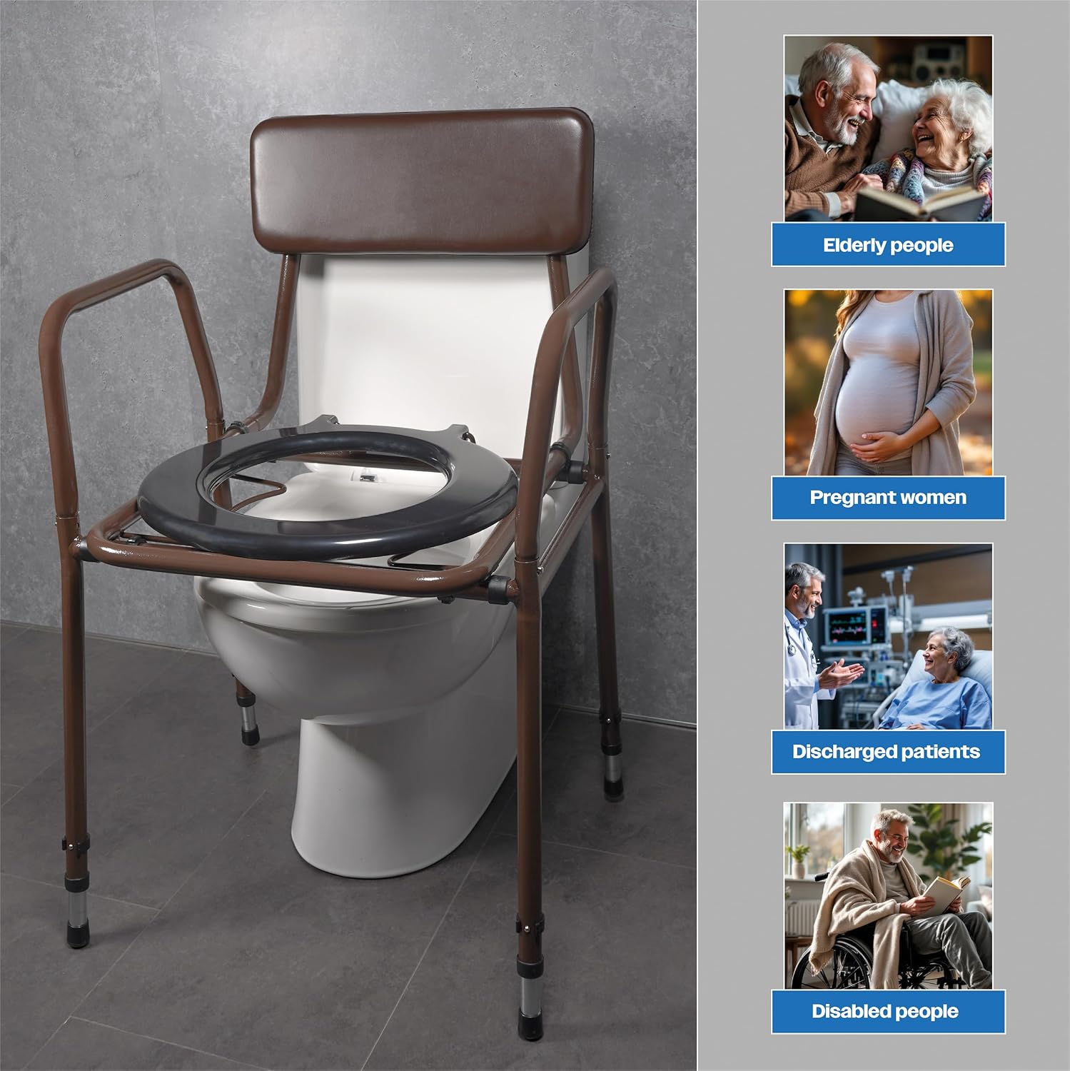 Aidapt Height Adjustable Stacking Commode Chair With Padded Seat - VR161