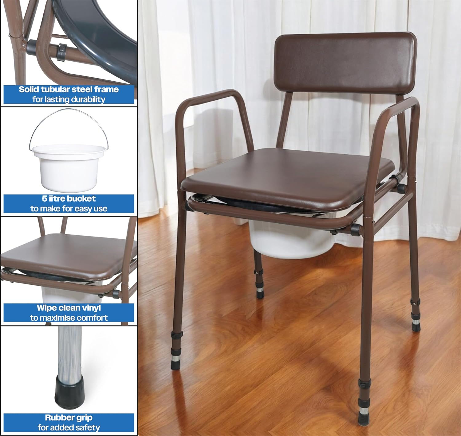 Aidapt Height Adjustable Stacking Commode Chair With Padded Seat - VR161