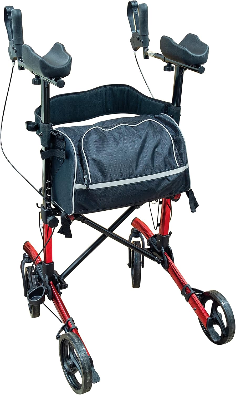 Lightweight Aluminium Rollator Red Mobility Walker for Limited Grip - VP187FR