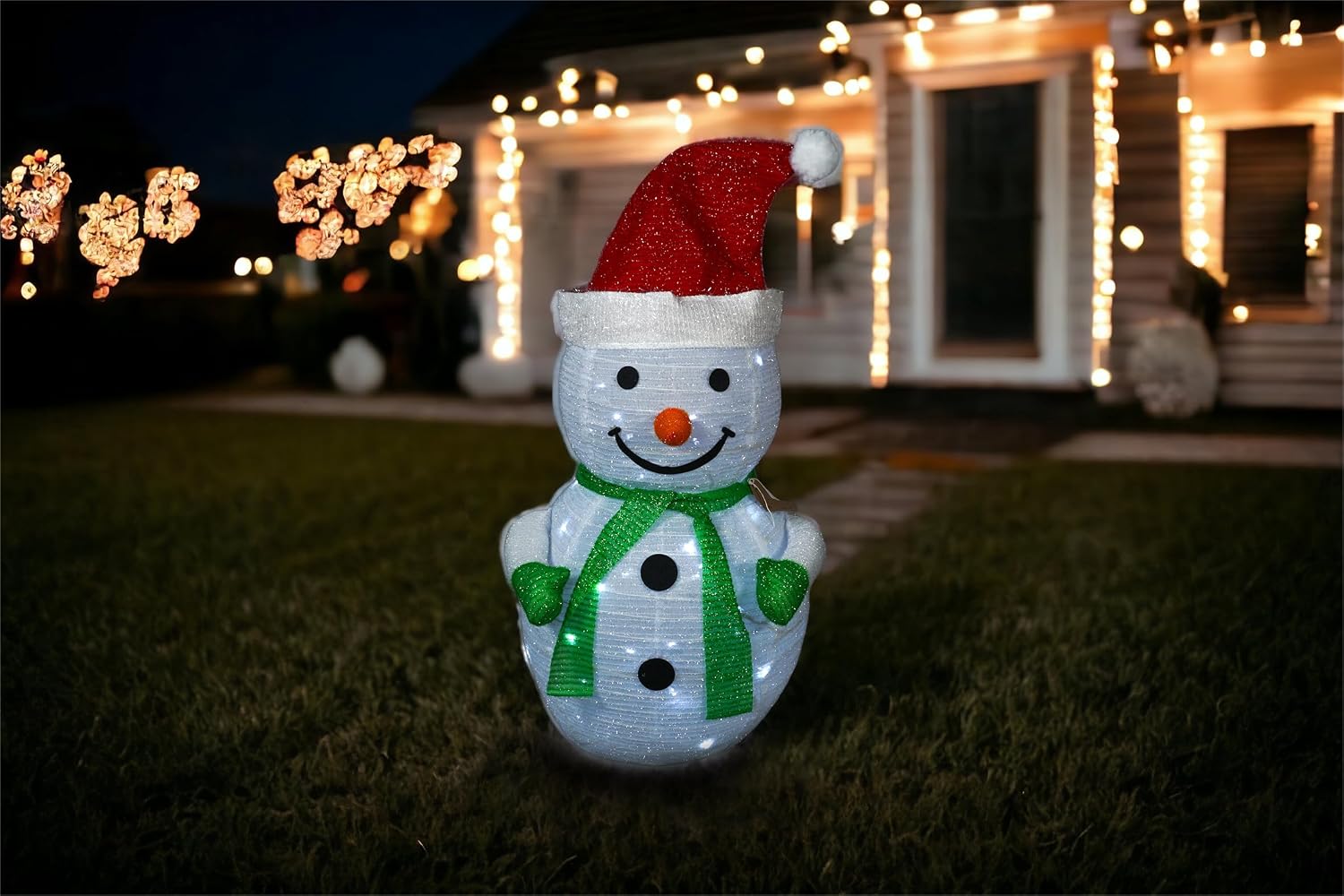 Electrovision Xmas Haus 70cm Collapsible Christmas Snowman with 45 LED Lights - GH9046