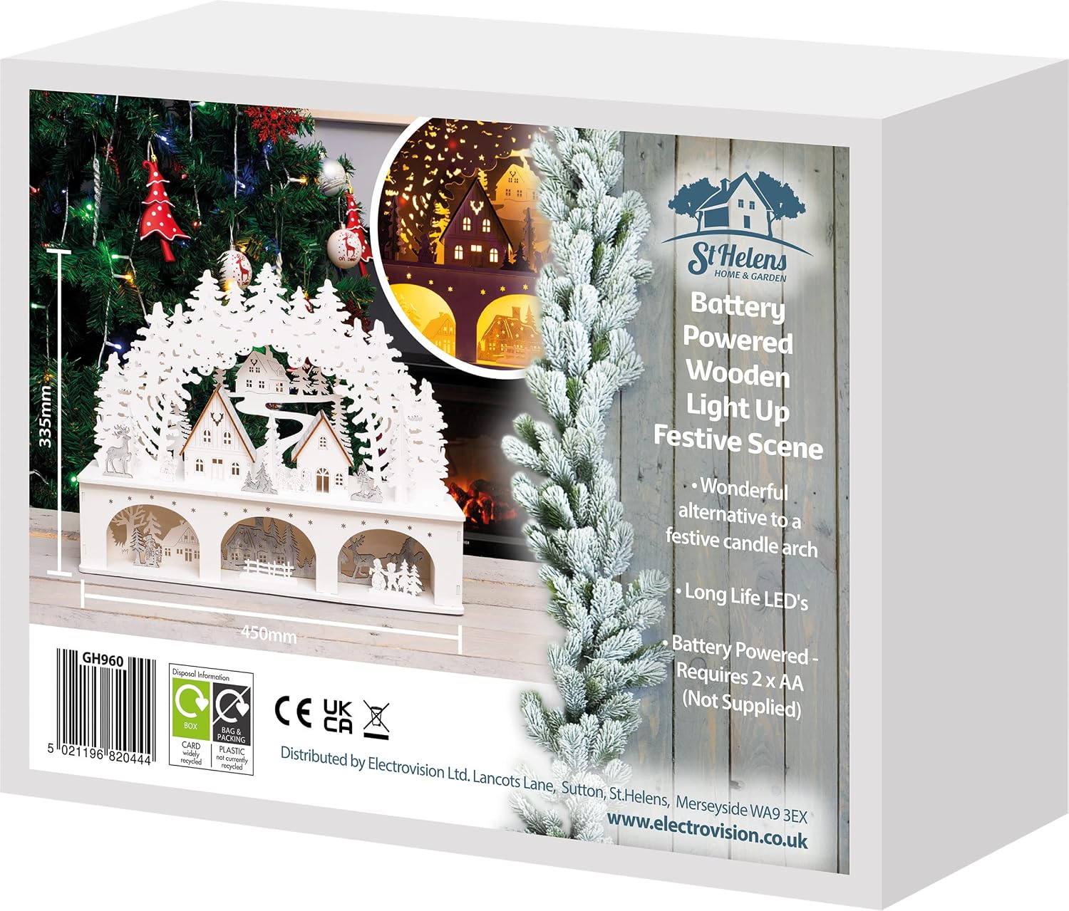 St Helens Home & Garden Wooden Light Up Festive Scene LED - GH960