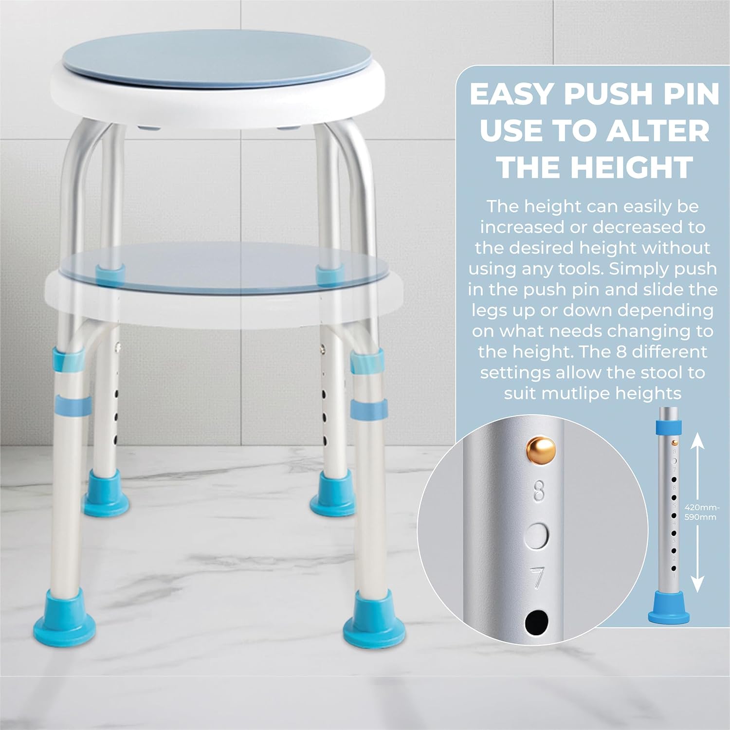 Bath Stool with Rotating Seat - VB511R