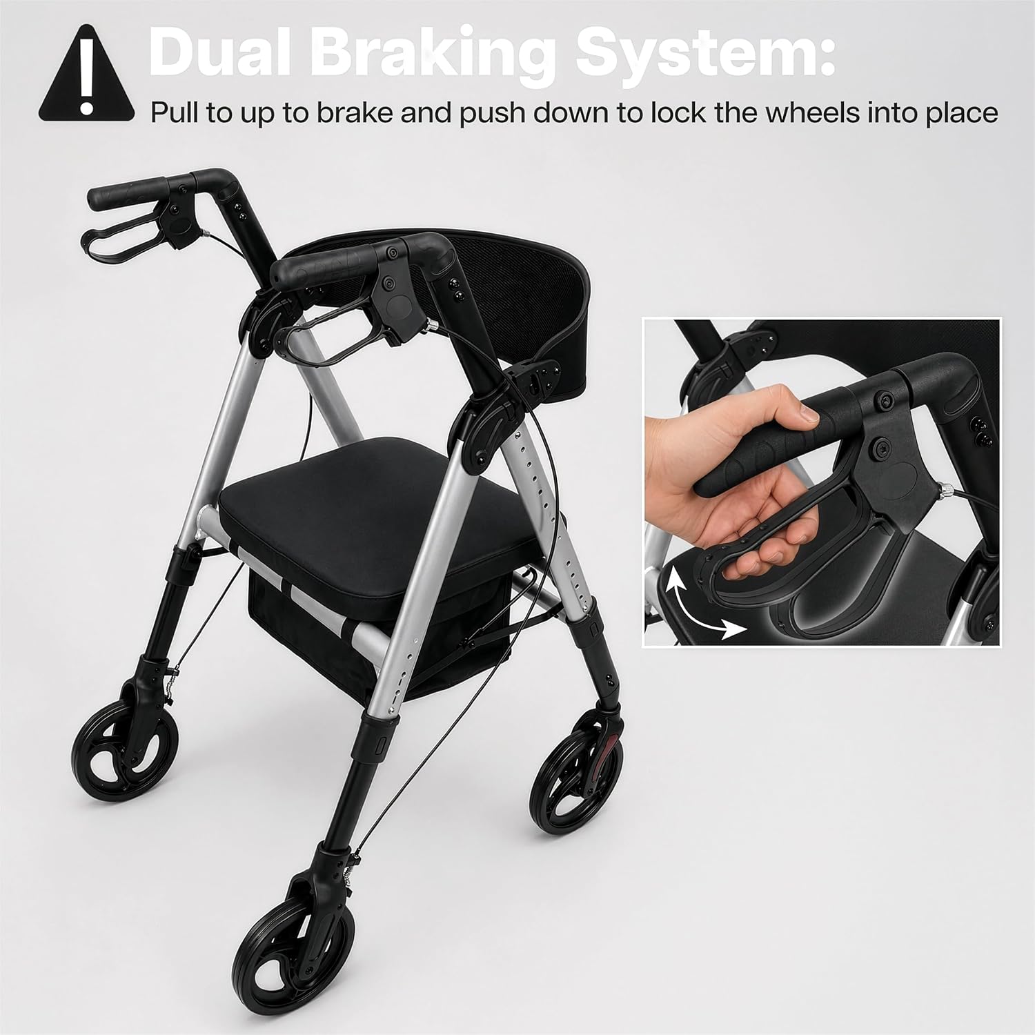 Aidapt Bariatric Folding Lightweight 4 Wheeled Rollator With Seat - VP187D