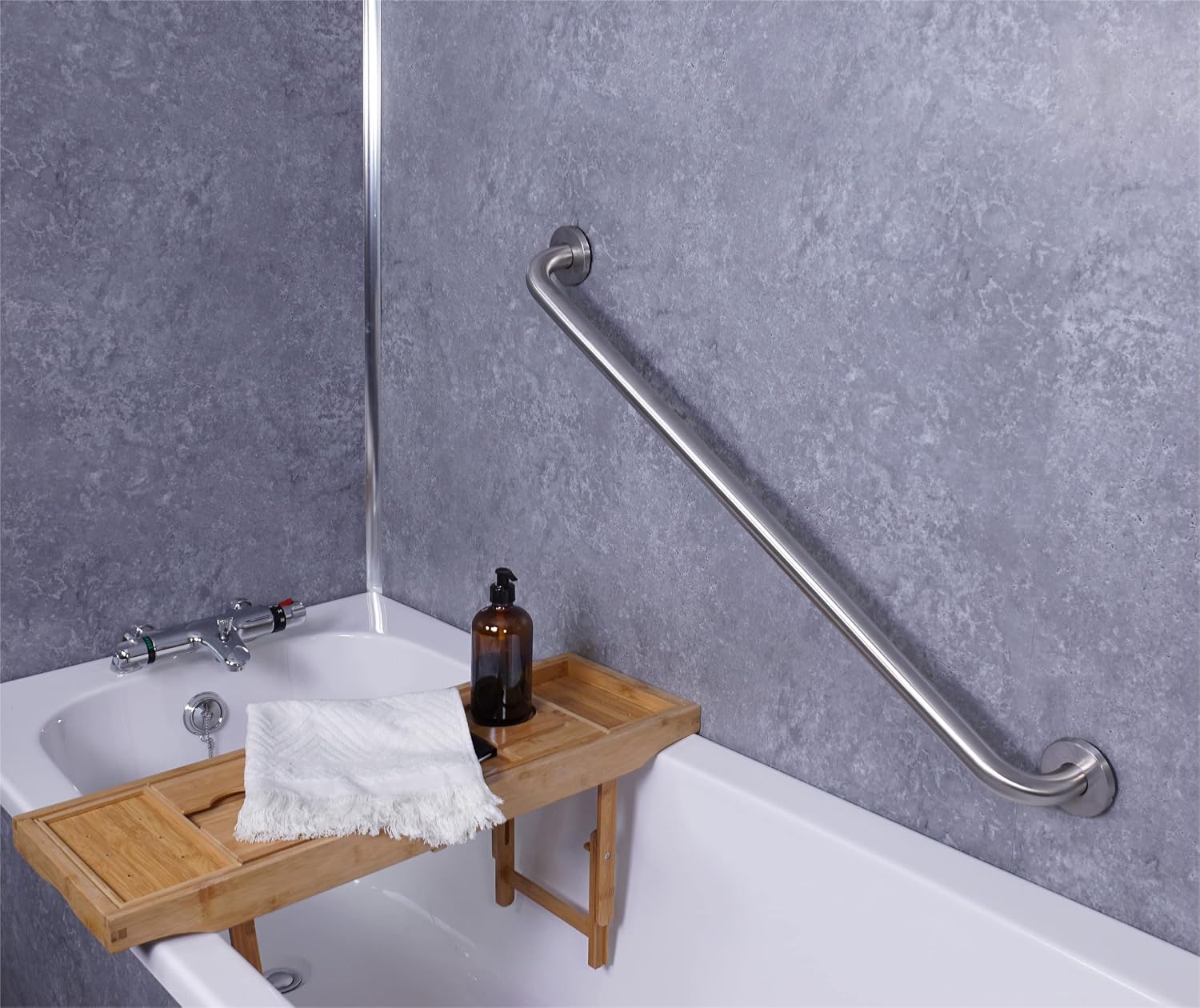 Aidapt Stainless Steel Bathroom Grab Bar Brushed Steel Safety Handle