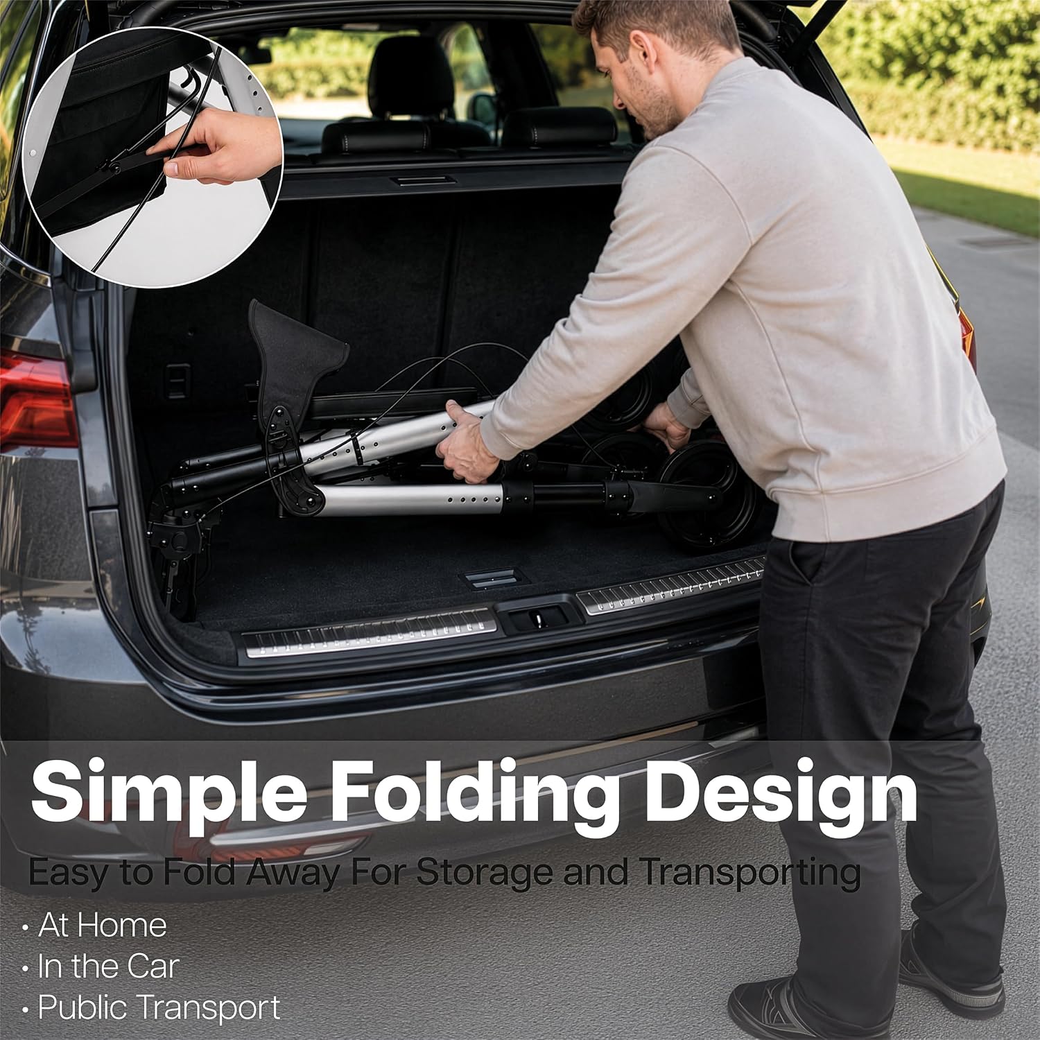 Aidapt Bariatric Folding Lightweight 4 Wheeled Rollator With Seat - VP187D