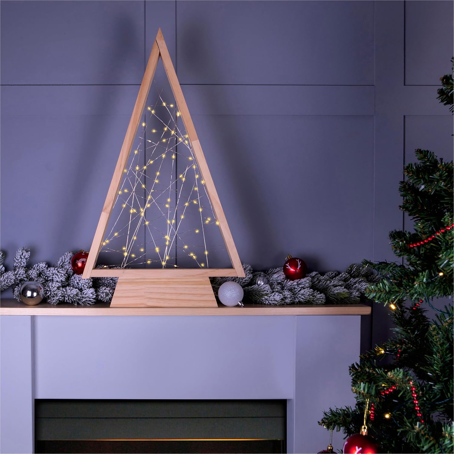 Wooden Self Assembly Christmas Tree with 60 LED Lights - GH9039
