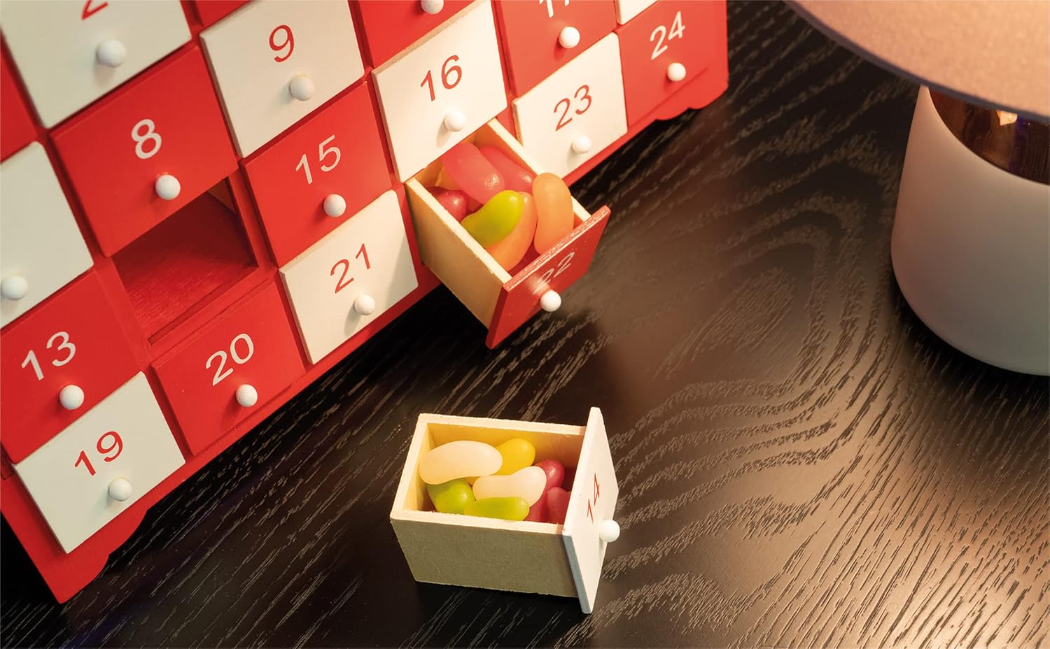 Wooden Advent Calendar with 24 Drawers and Lights - GH951