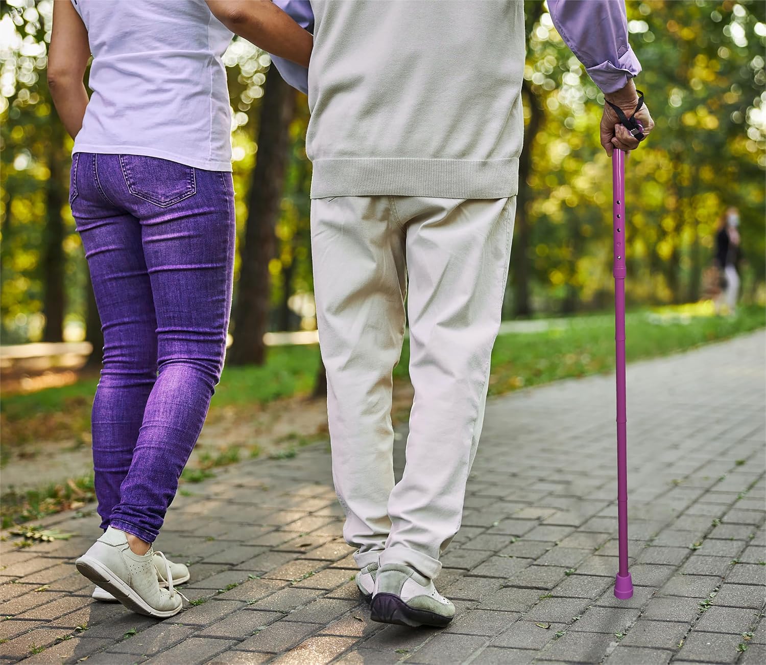 Folding Adjustable Walking Stick With Ergonomic Handle Pink - VP155ED