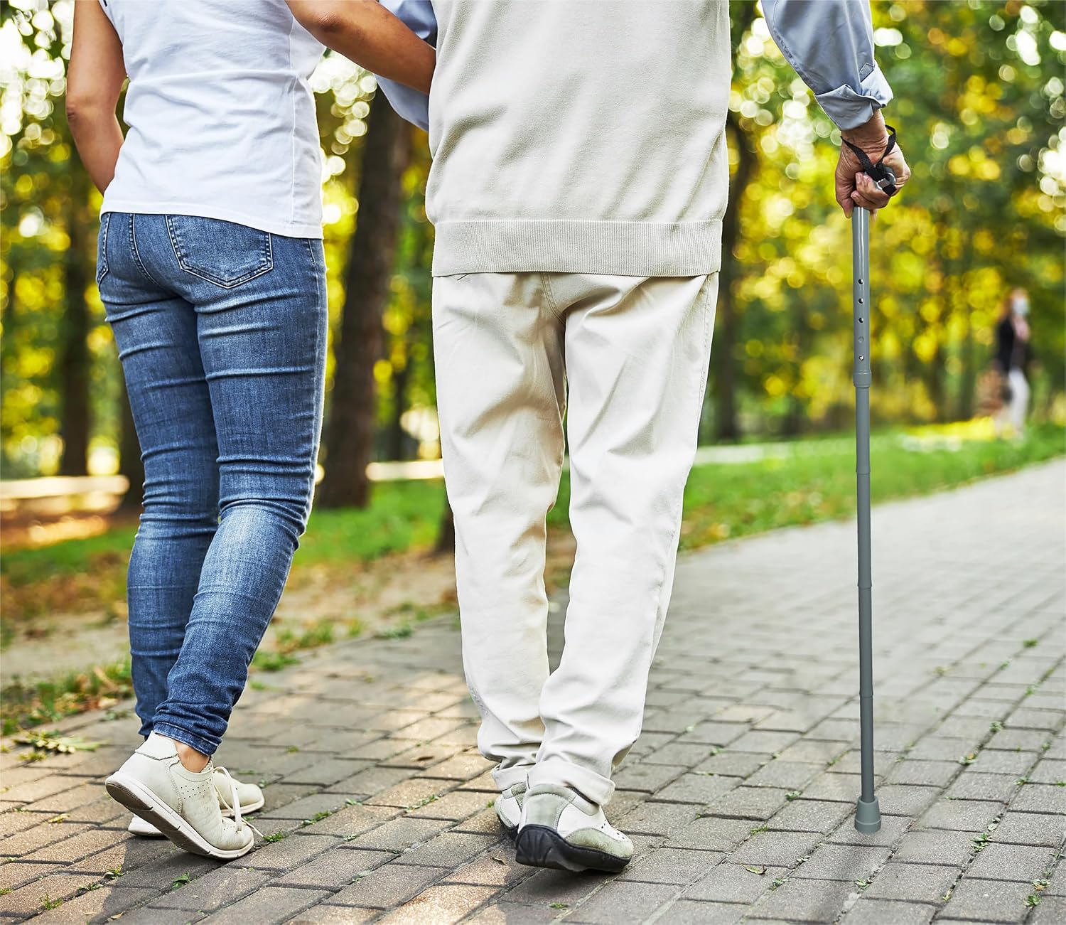 Folding Adjustable Walking Stick With Ergonomic Handle Grey - VP155EC