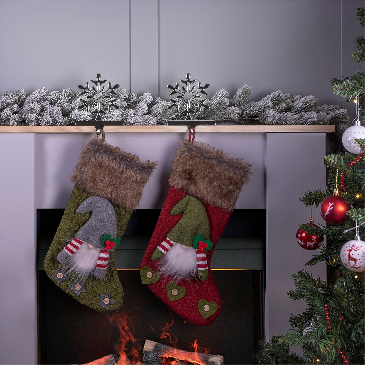 St Helens Home & Garden Christmas Stocking Holders Snowflake Set of 2 - GH9054