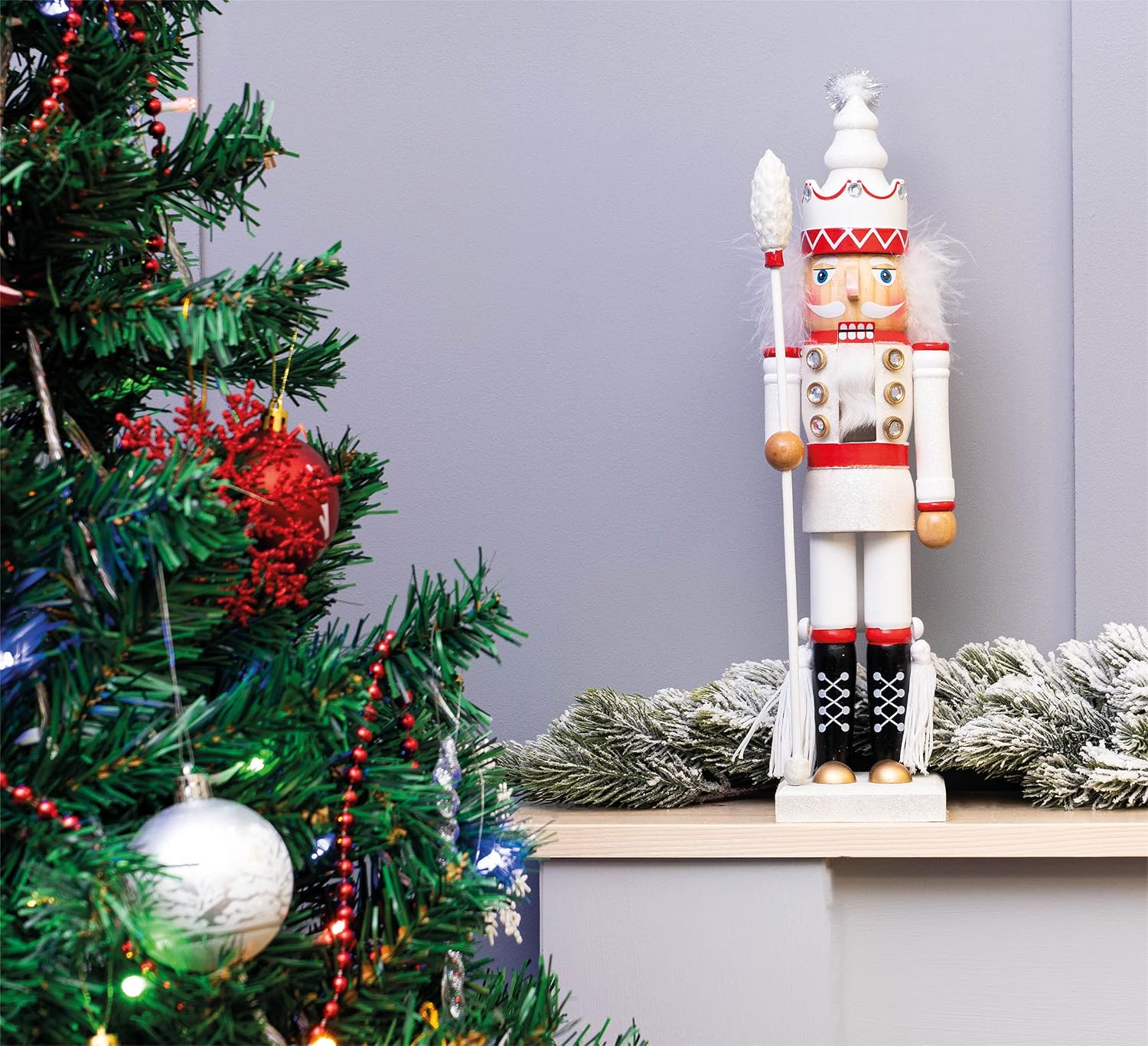 St Helens Home & Garden Nutcracker with Staff Christmas Decoration 40cm - GH981C
